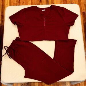 Burgundy 3 piece scrub set